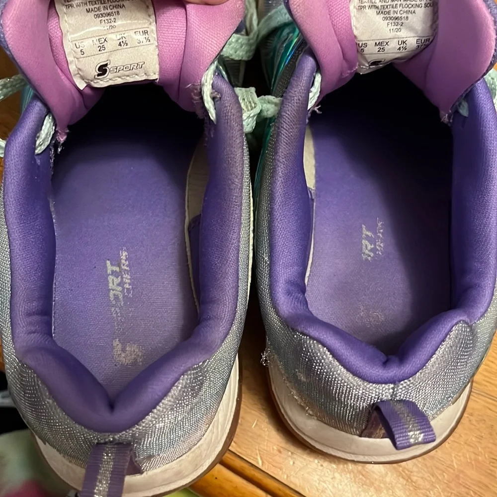 Girls Skechers Sport Sneakers size 5 Purple and Blue - Picture 13 of 15